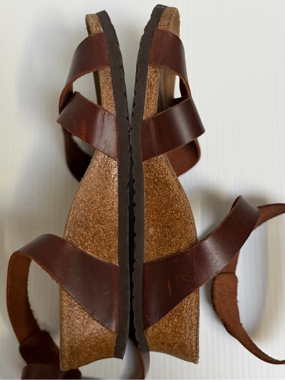 Papillio Women's Dark Brown Leather Cross-Strap Sandals